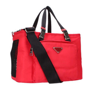 Prada Re Triangle Plate Pet Handbag Red